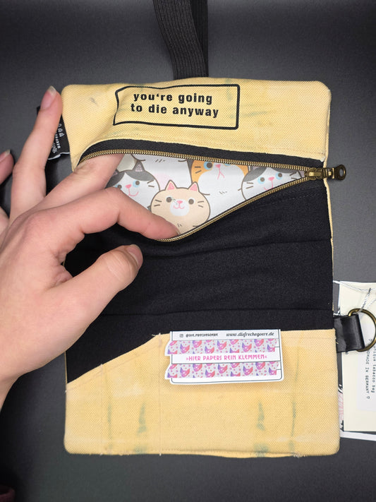 5.9 Tabacco pouch, Tribals, minty yellow batik - DIE FRECHE GÖRE