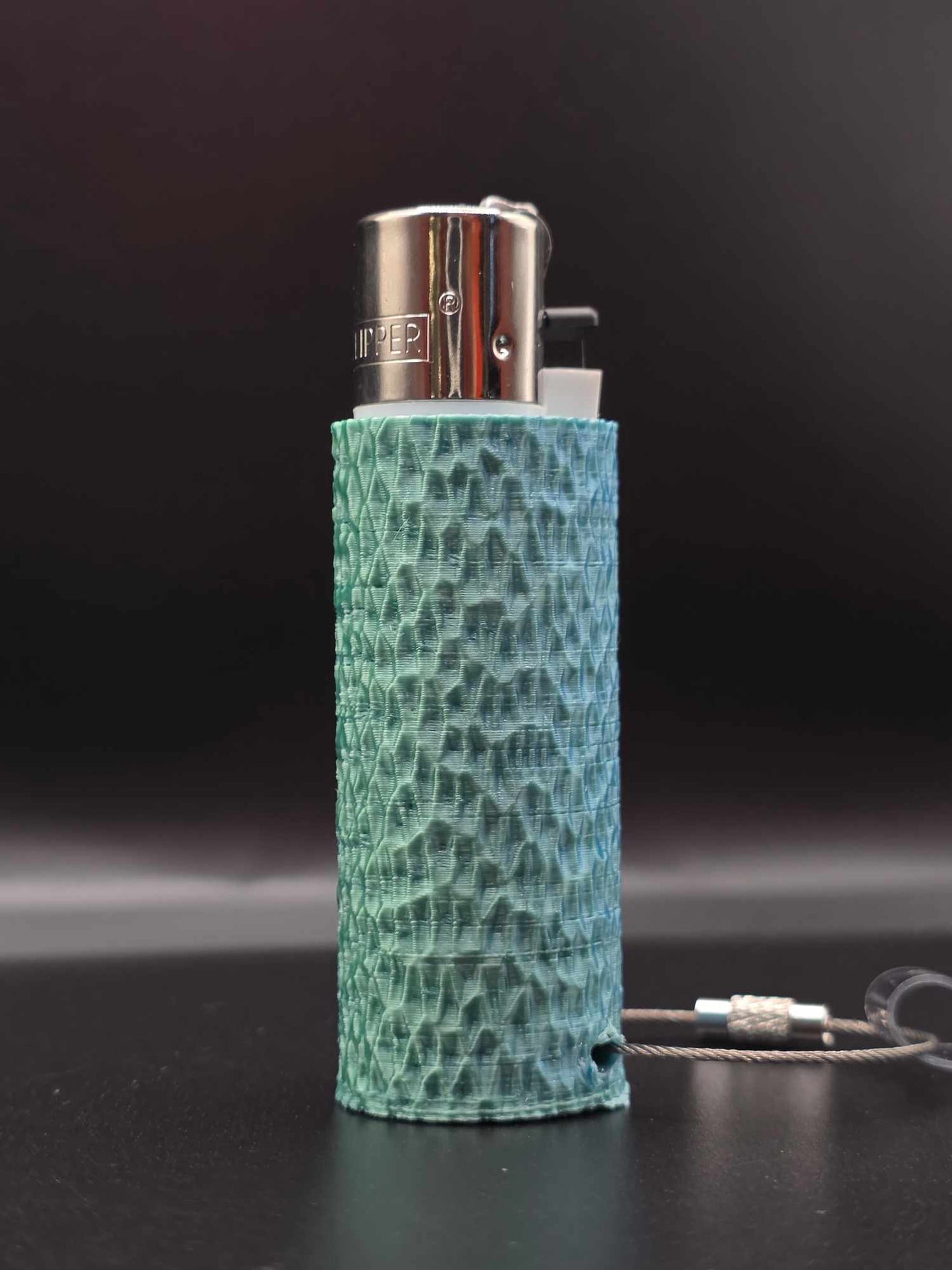 Trippy 3D Feuerzeug, ripples, hell blau-grün