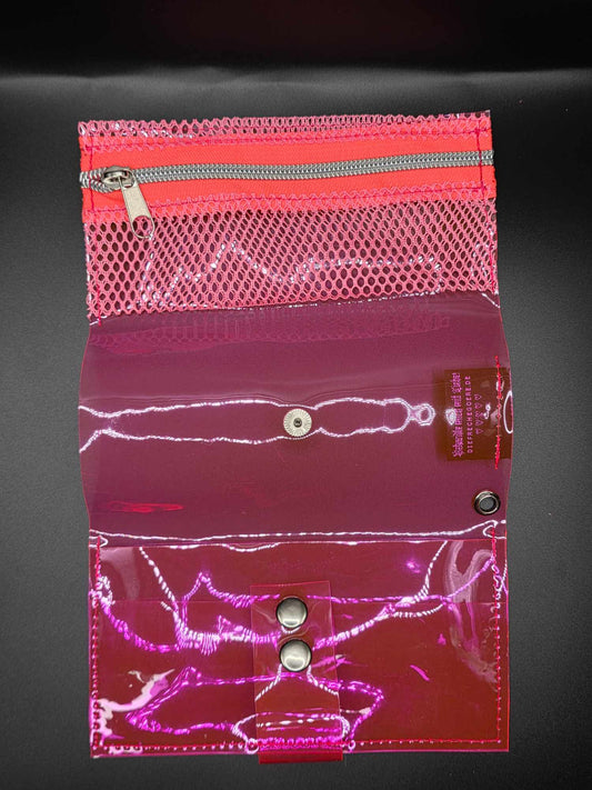 Vinyl Tabaktasche, Transparent, pink
