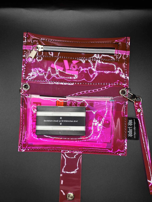 Vinyl Tabaktasche, Transparent, pink