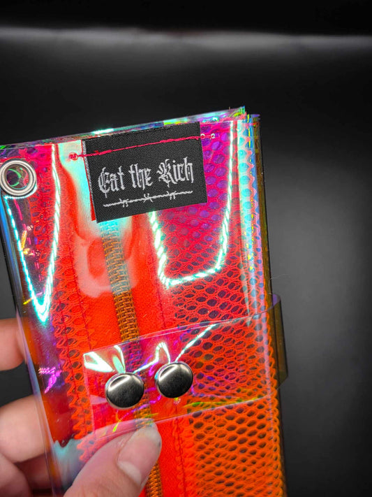 Vinyl Tabaktasche, Transparent, rainbow-pink