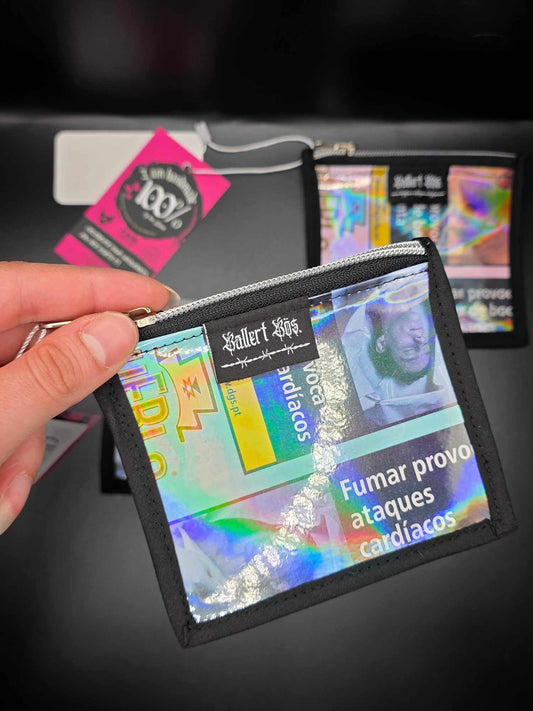 ✨️Holo✨️ MZ3.1-3 Mini Zip Wallets - Upcycled, rosa und blau