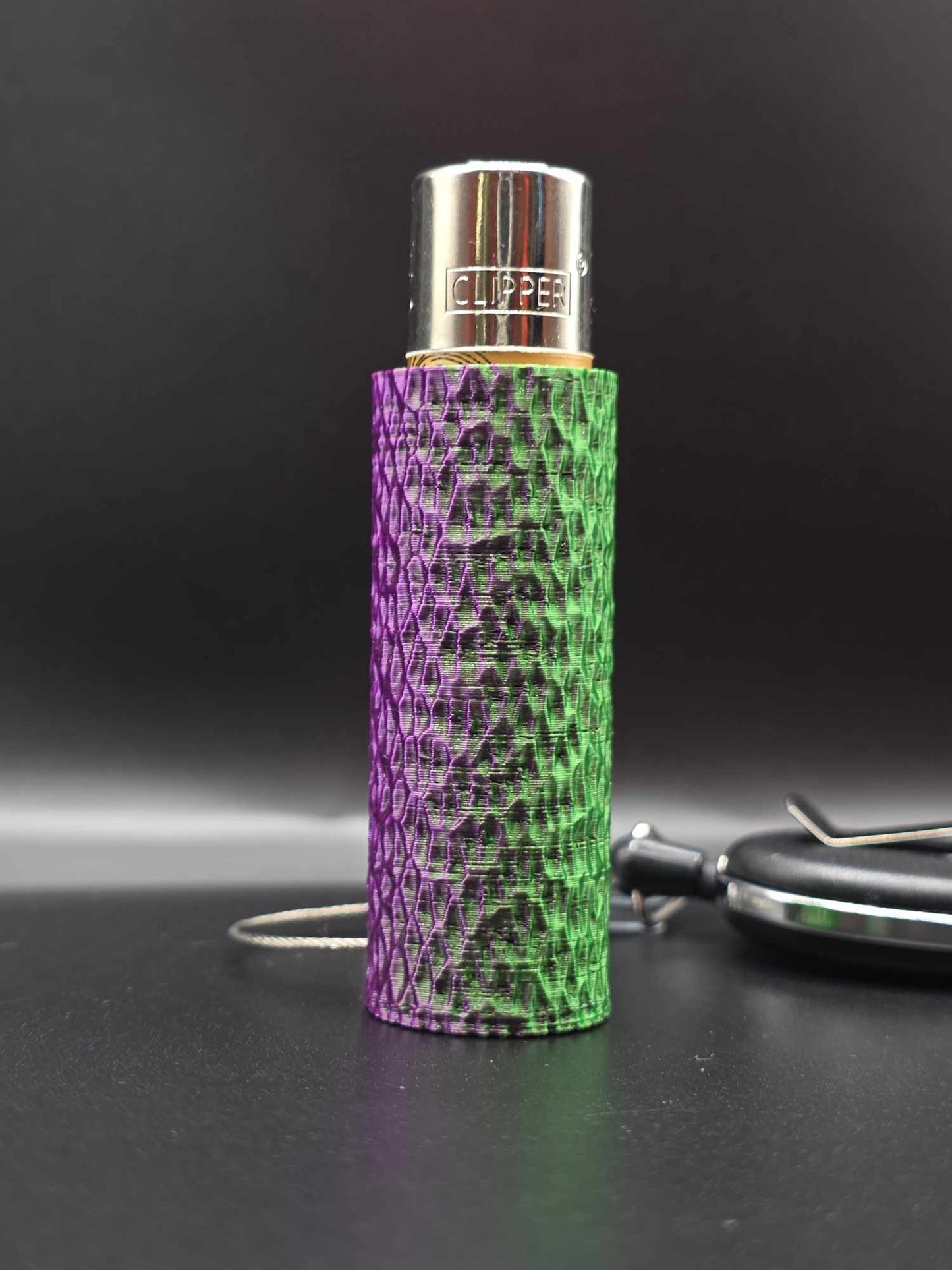 Trippy 3D Feuerzeug, ripples, grün-lila
