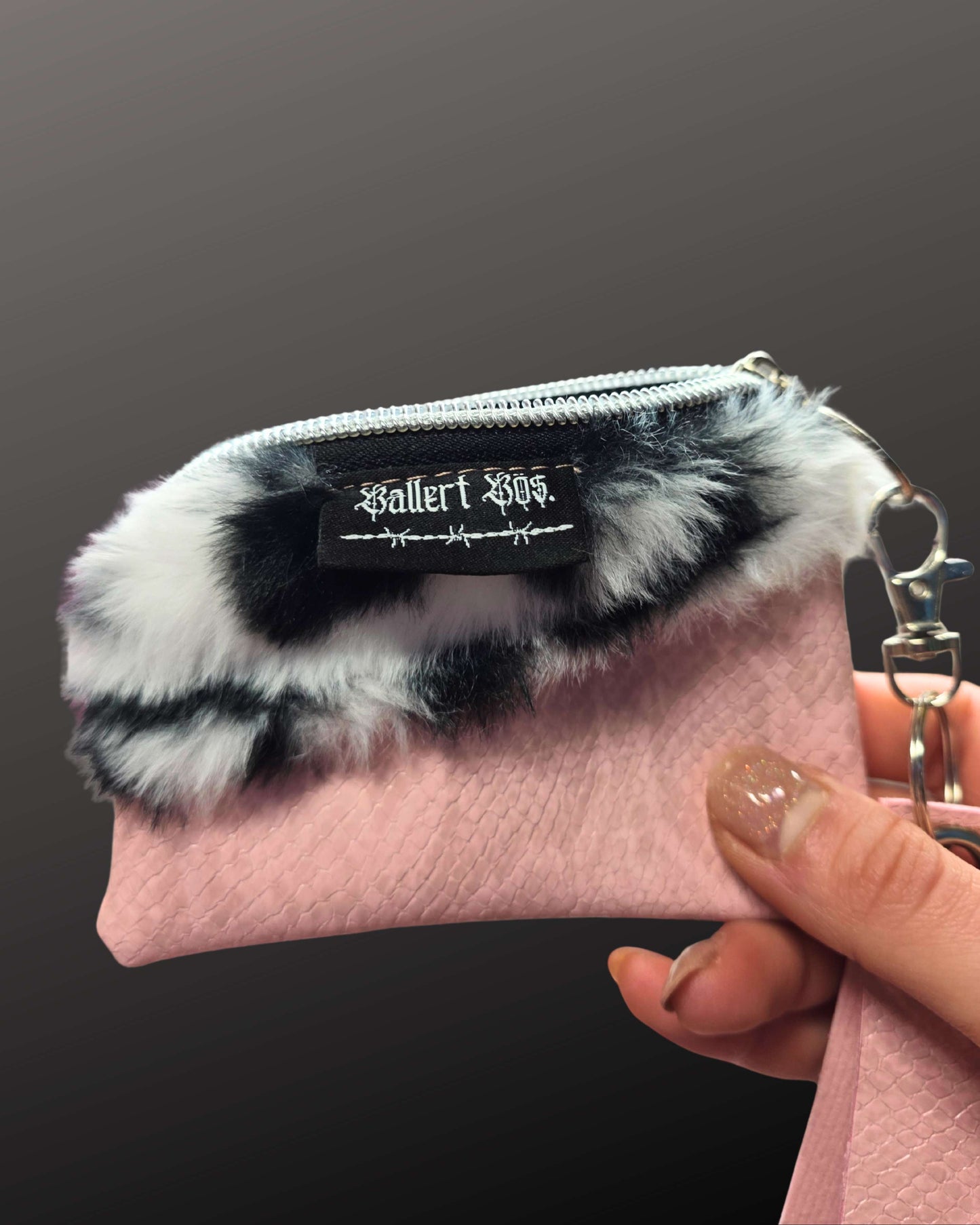 Snake Zip Wallet, pink with wristband