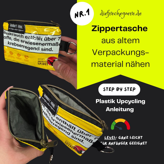 DIY Zippertasche aus Verpackungsmaterial nähen – Upcycling Anleitung