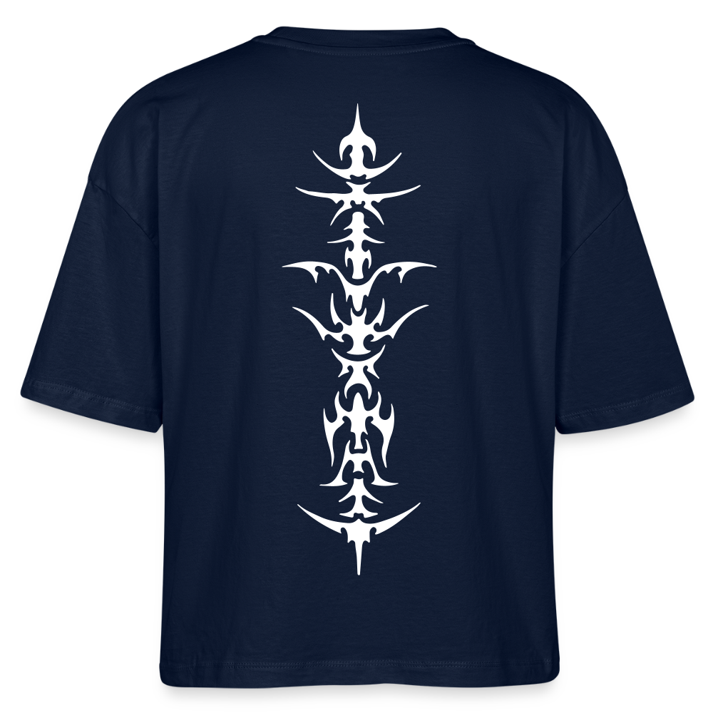 Underboob Tribals Boxy Damen T-Shirt - verschiedene Farben - Navy