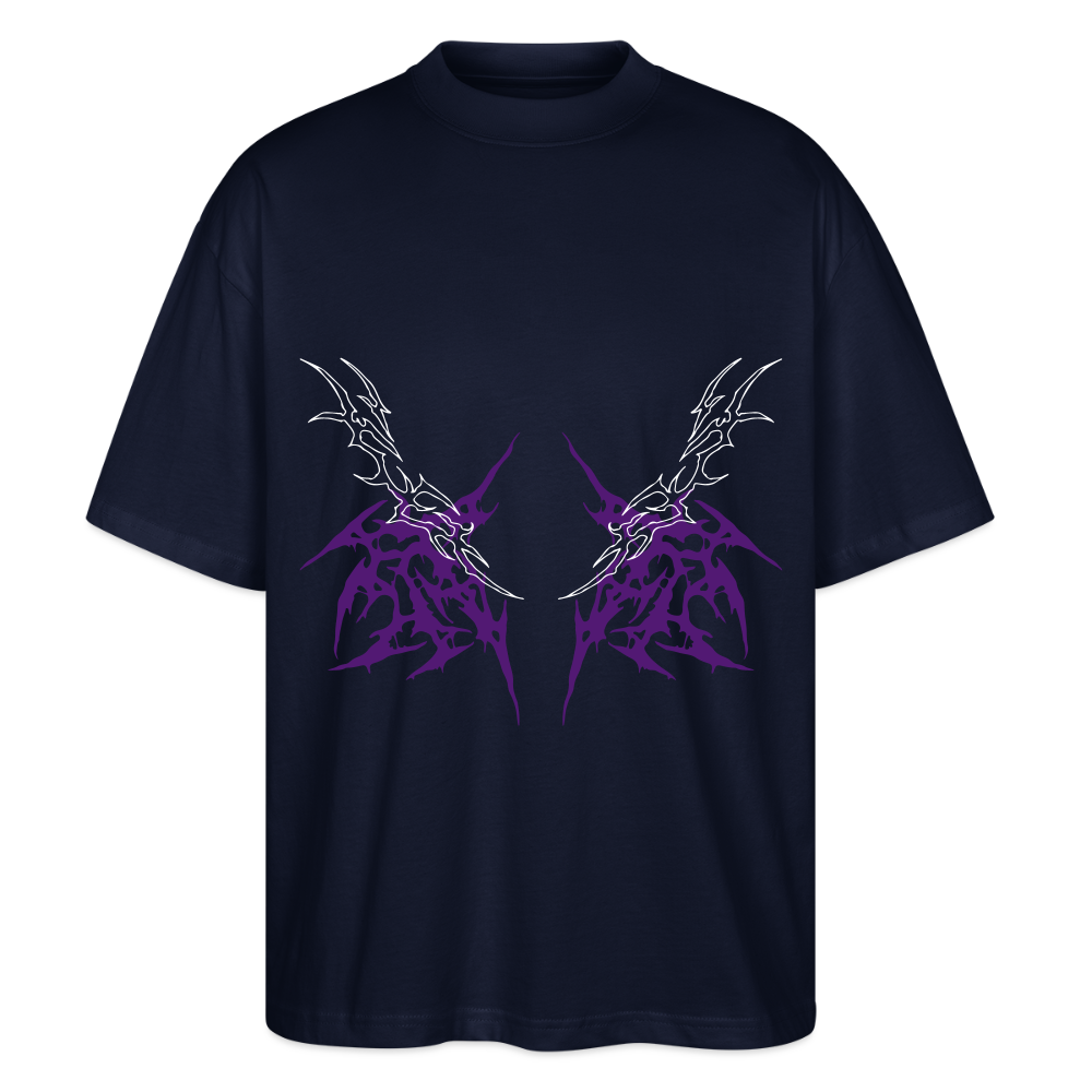 Underboob Tribals Oversized Unisex Bio T-Shirt - Lila - Navy