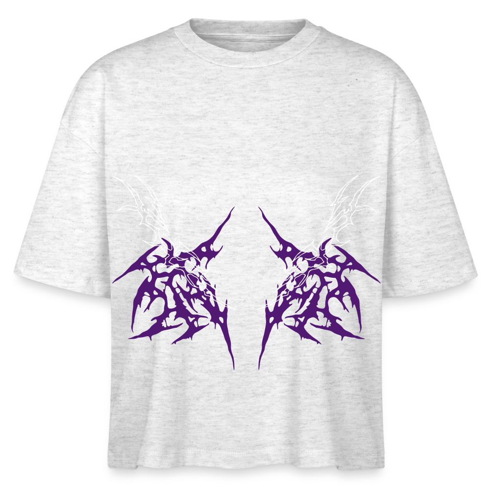Underboob Tribals Boxy Damen T-Shirt - verschiedene Farben - Weiß meliert
