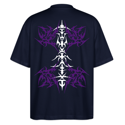Underboob Tribals Oversized Unisex Bio T-Shirt - Lila - Navy
