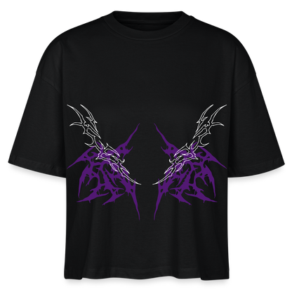 Underboob Tribals Boxy Damen T-Shirt - verschiedene Farben - Schwarz