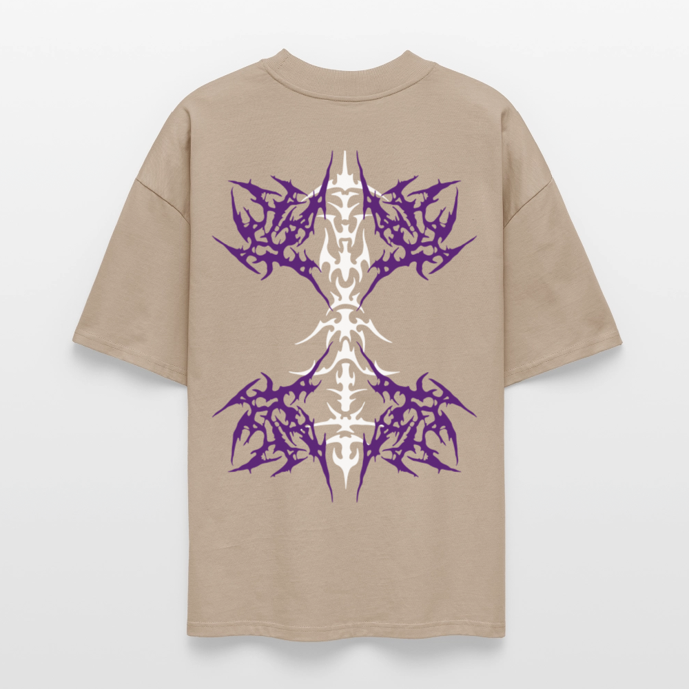 Underboob Tribals Oversized Unisex Bio T-Shirt - Lila - Steingrau