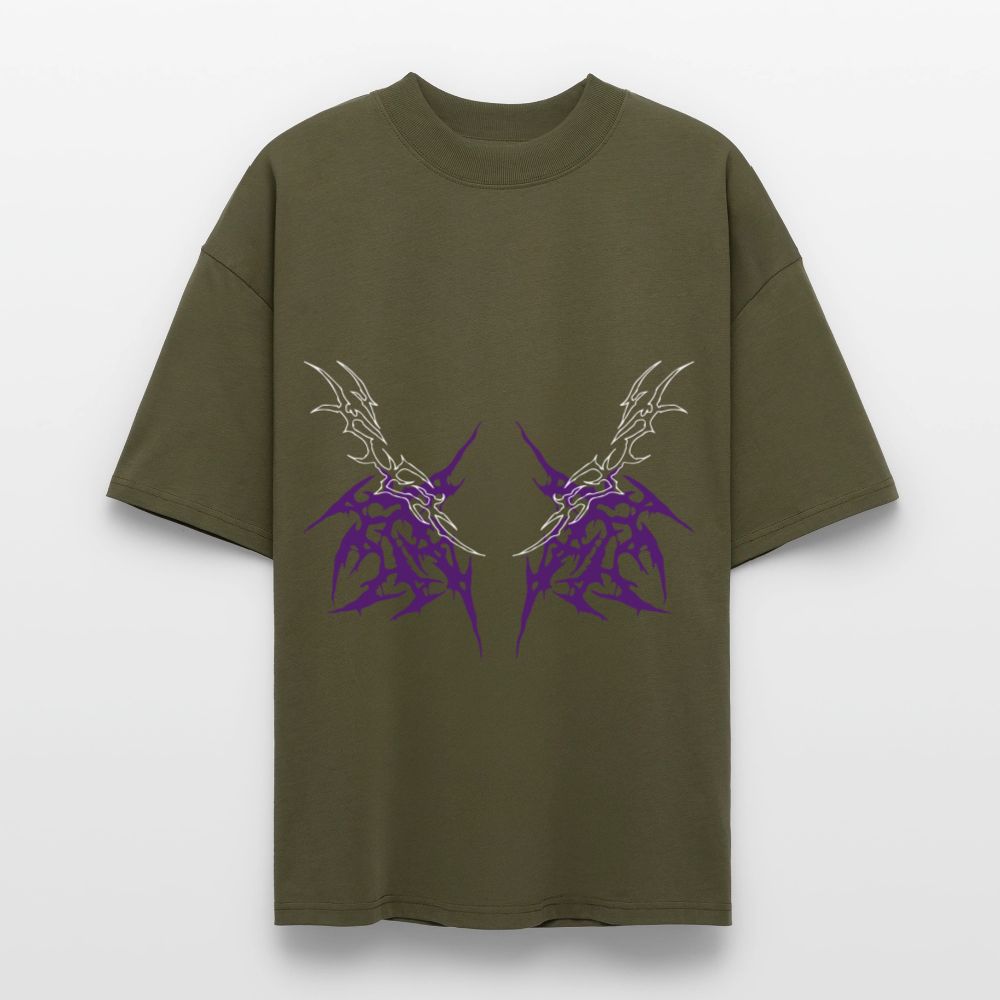 Underboob Tribals Oversized Unisex Bio T-Shirt - Lila - Khaki
