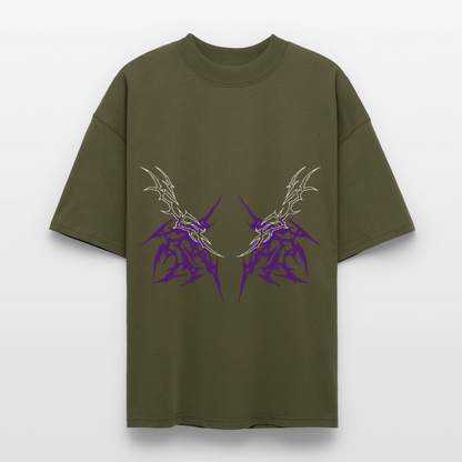 Underboob Tribals Oversized Unisex Bio T-Shirt - Lila - Khaki