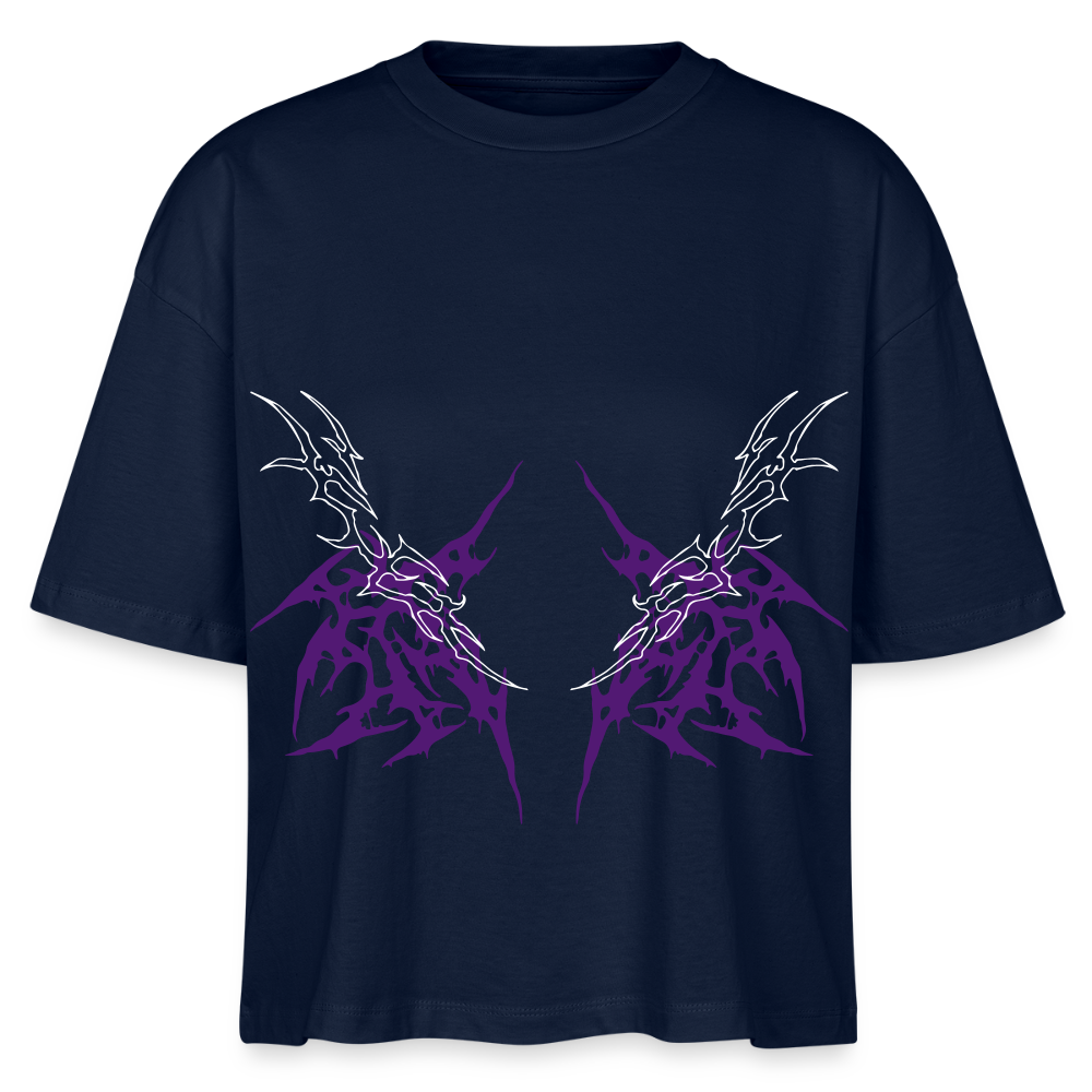 Underboob Tribals Boxy Damen T-Shirt - verschiedene Farben - Navy