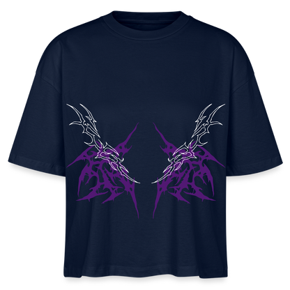 Underboob Tribals Boxy Damen T-Shirt - verschiedene Farben - Navy