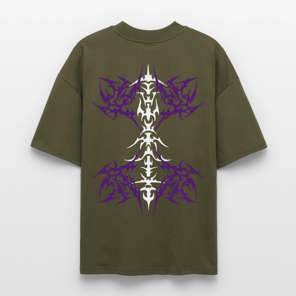 Underboob Tribals Oversized Unisex Bio T-Shirt - Lila - Khaki