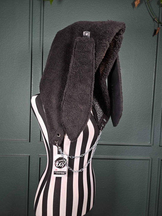 1.1 Bunny hood, hidden ear pockets, black