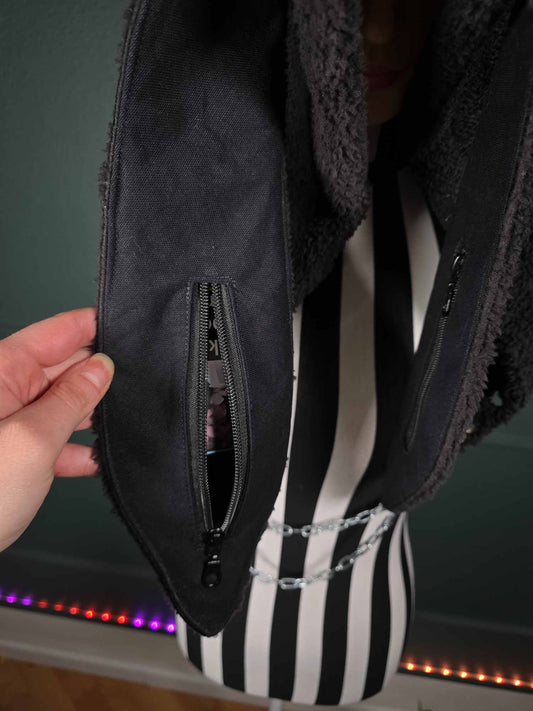 1.1 Bunny hood, hidden ear pockets, black