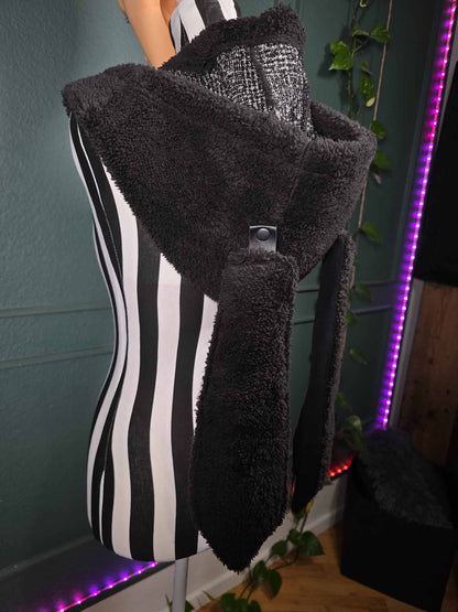 1.1 Bunny hood, hidden ear pockets, black