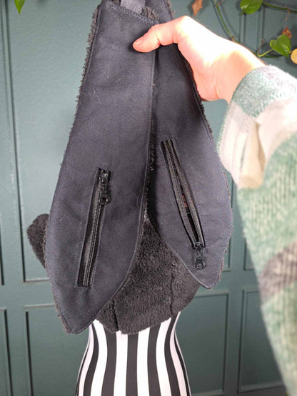 1.1 Bunny hood, hidden ear pockets, black