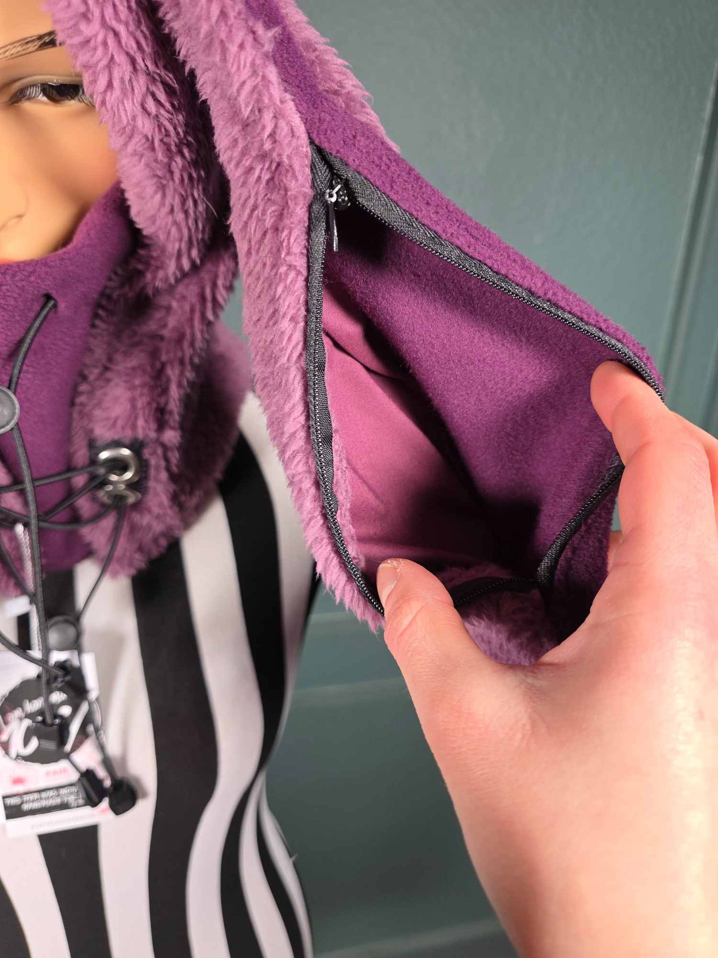 1.2 Bunny Balaclava, hidden ear pockets, mauve