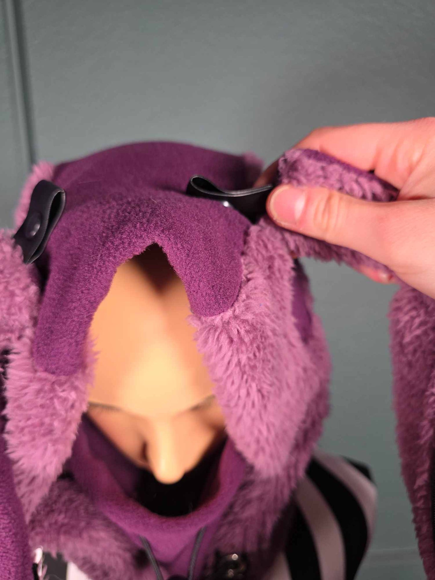 1.2 Bunny Balaclava, hidden ear pockets, mauve