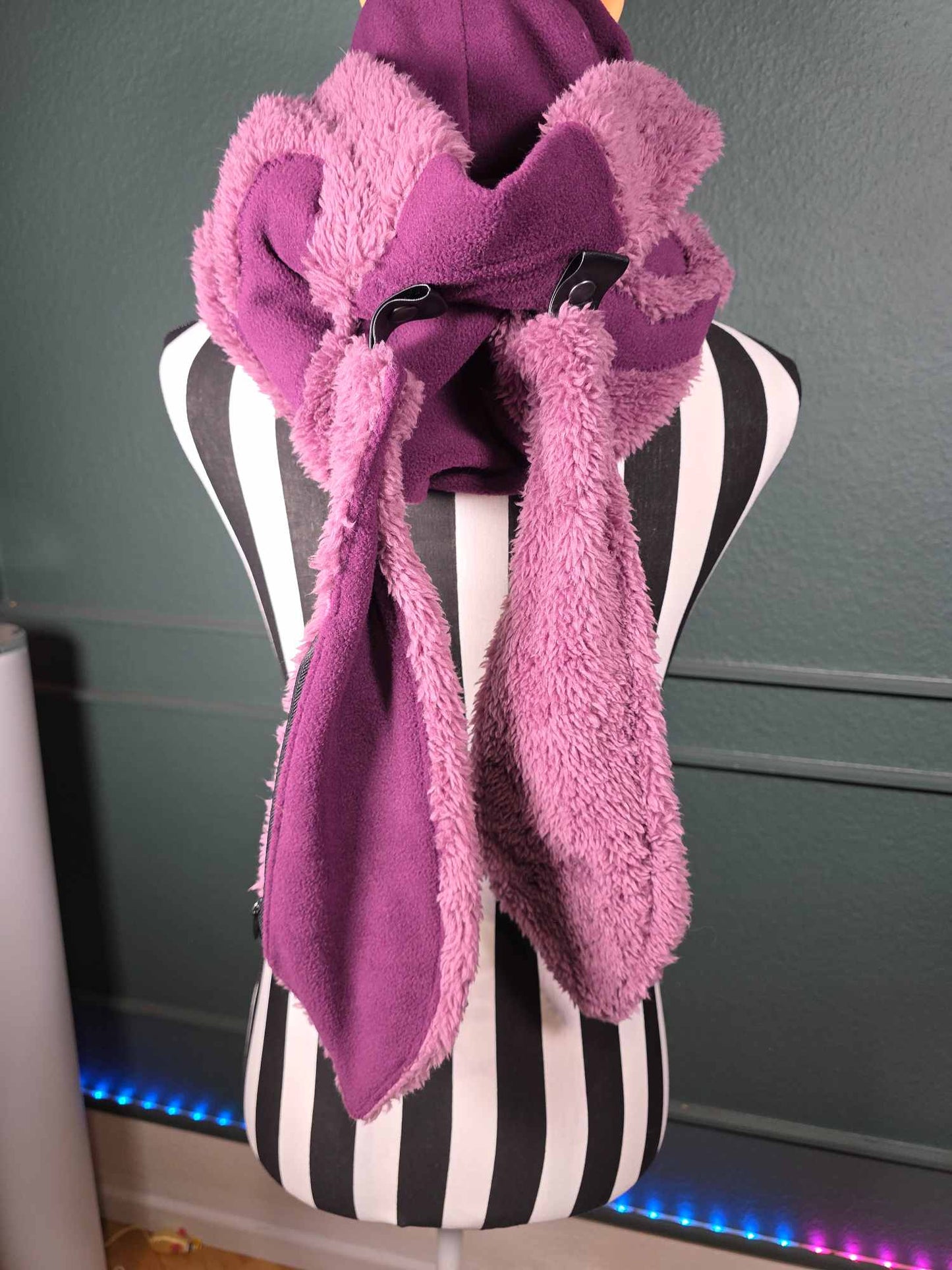 1.2 Bunny Balaclava, hidden ear pockets, mauve