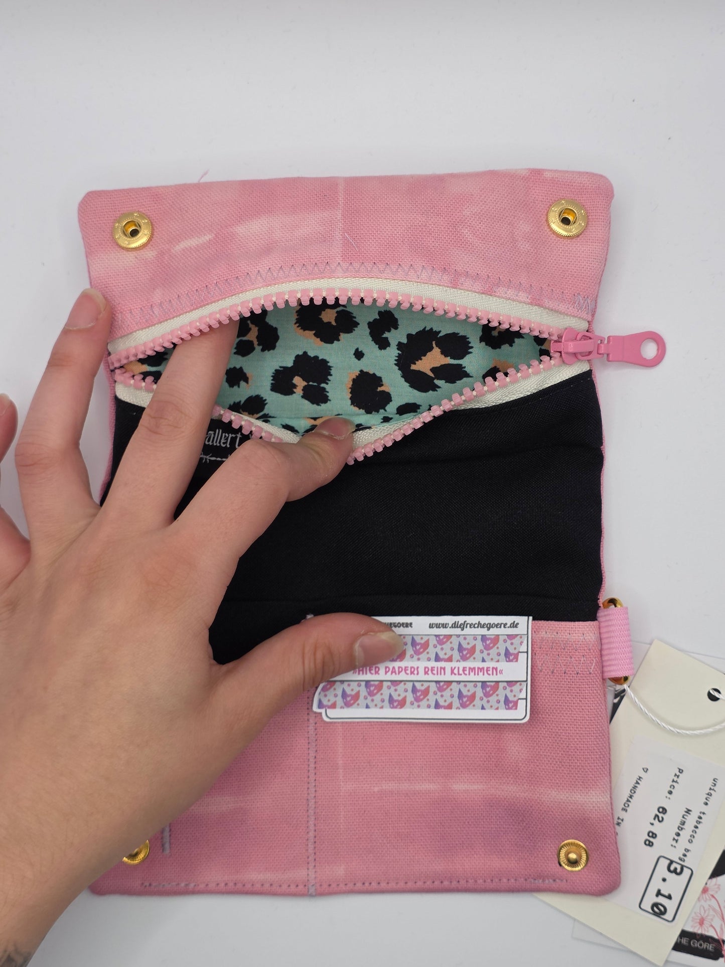 3.10 Tabacco pouch, Sun&Moon Tarot, pink batik - DIE FRECHE GÖRE