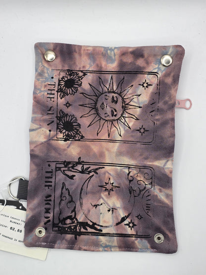 3.11 Tabacco pouch, Sun&Moon Tarot, gray batik - DIE FRECHE GÖRE
