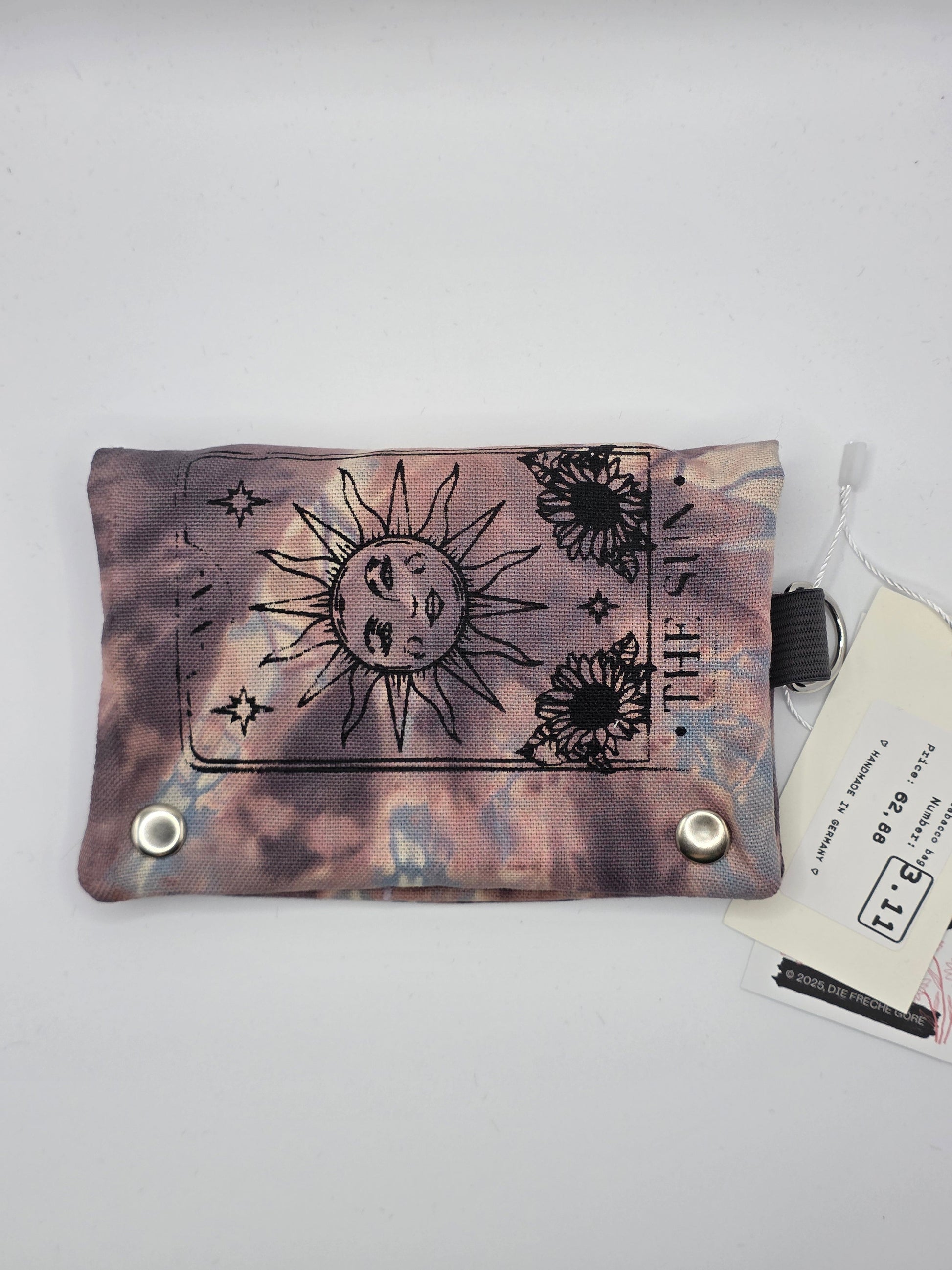 3.11 Tabacco pouch, Sun&Moon Tarot, gray batik - DIE FRECHE GÖRE