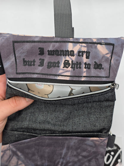 3.15 Tabacco pouch, Cry, gray batik - DIE FRECHE GÖRE