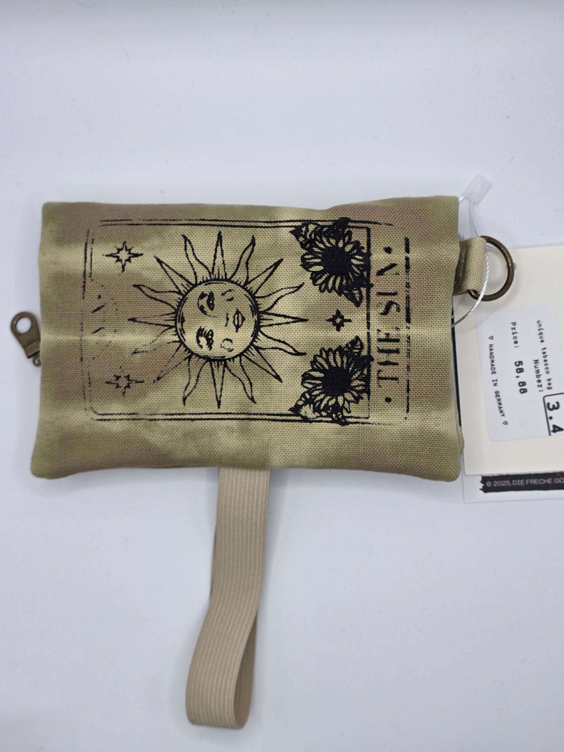 3.4 Tabacco pouch, Sun&Moon Tarot, salbei batik - DIE FRECHE GÖRE