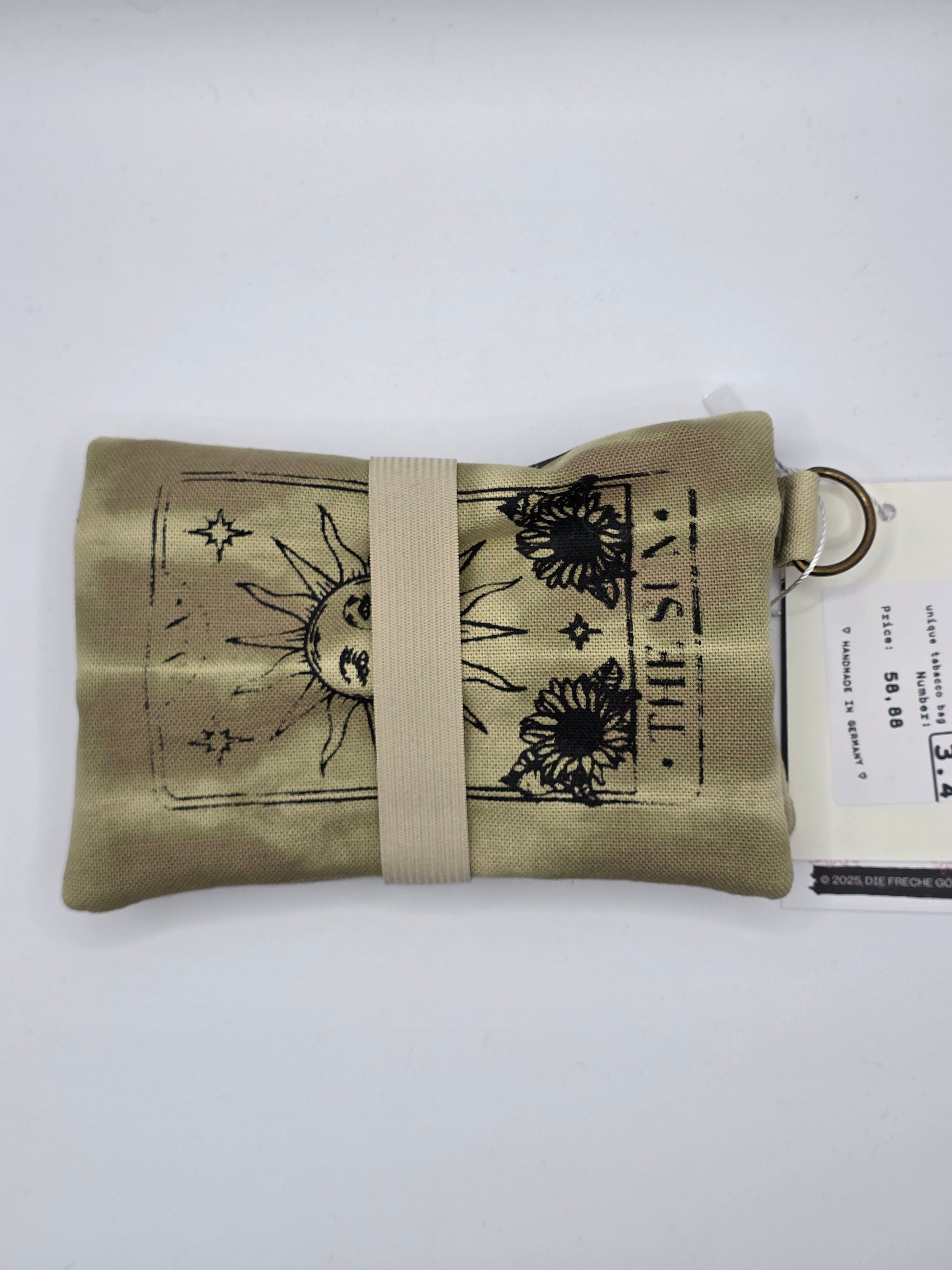 3.4 Tabacco pouch, Sun&Moon Tarot, salbei batik - DIE FRECHE GÖRE