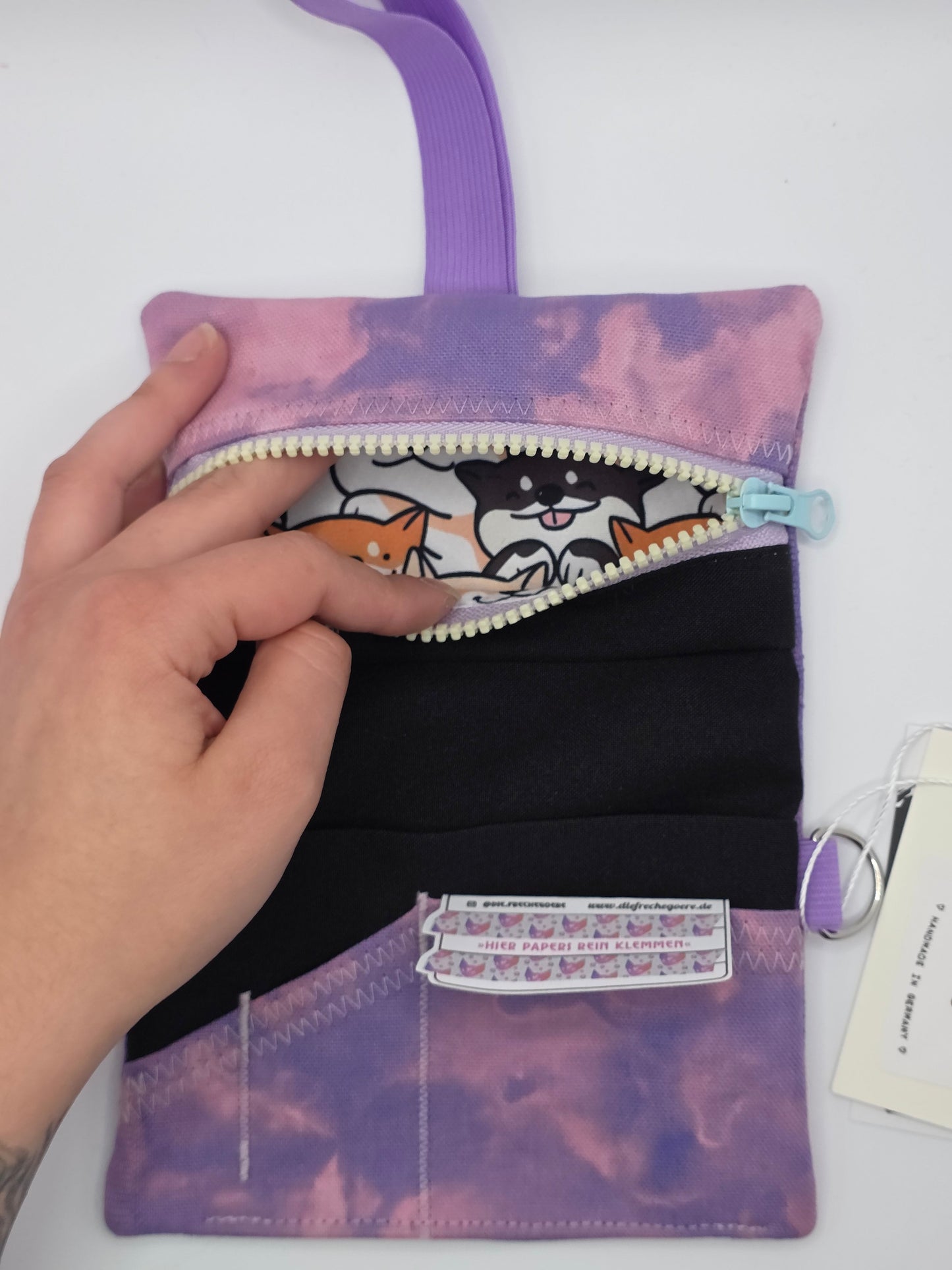3.8 Tabacco pouch, Sun&Moon Tarot, purple batik - DIE FRECHE GÖRE