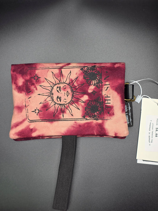 4.6 Tabacco pouch, Sun&Moon Tarot, burgundy batik (B - Ware*) - DIE FRECHE GÖRE
