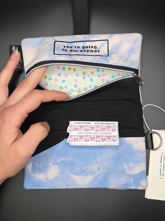 4.9 Tabacco pouch, Tribals, light blue batik - DIE FRECHE GÖRE