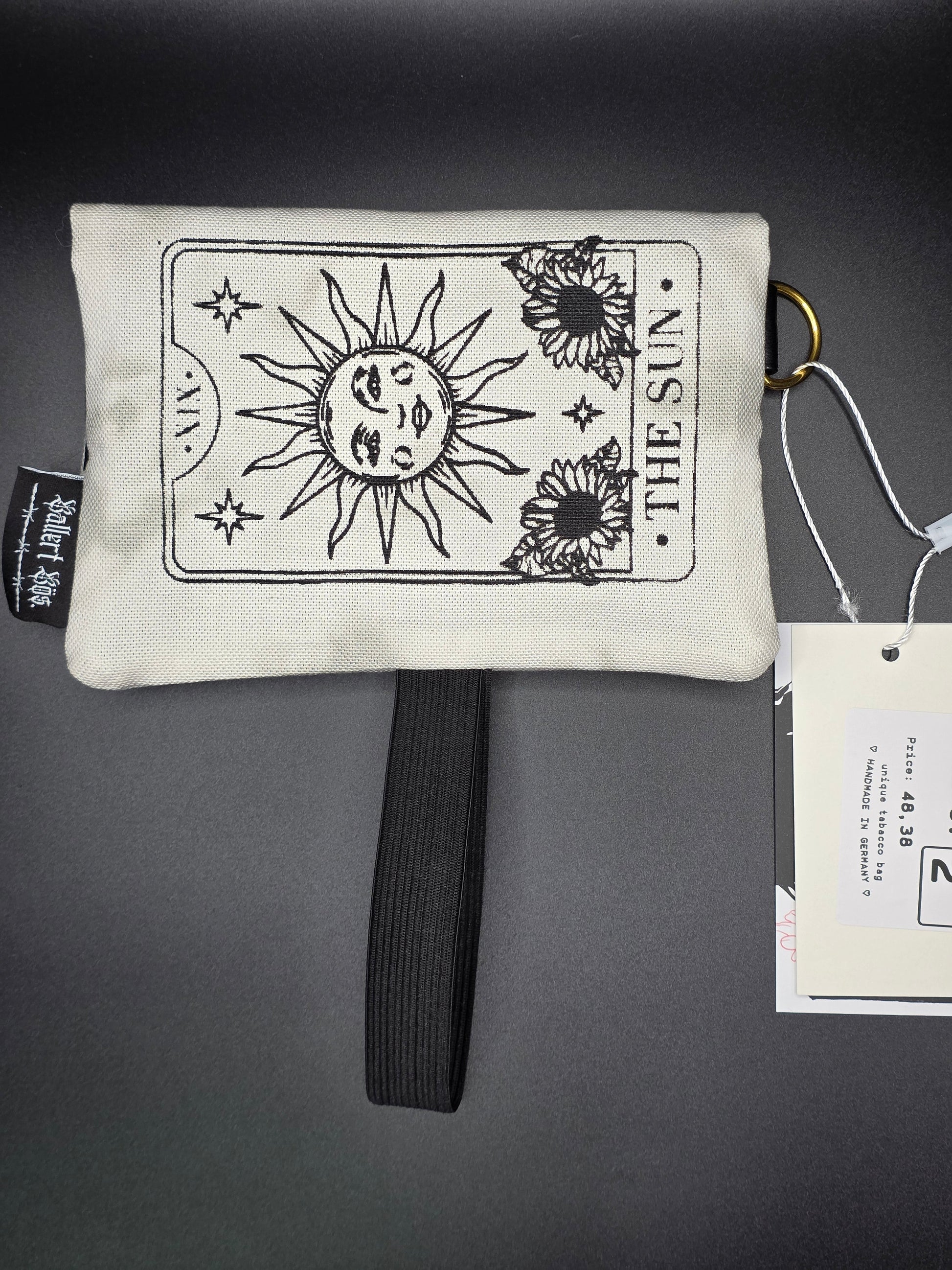 5.2 Tabacco pouch, Sun&Moon Tarot, smokey gray batik - DIE FRECHE GÖRE