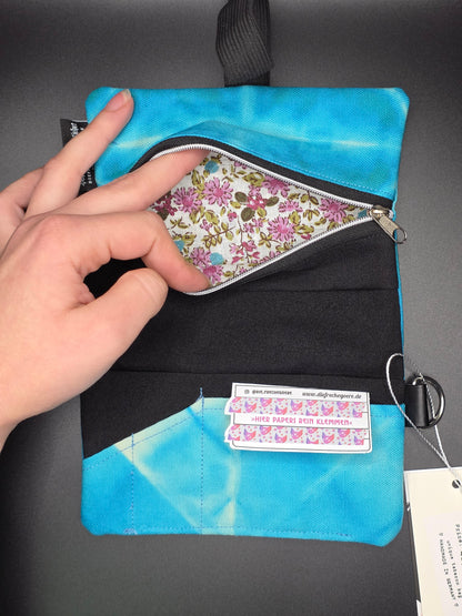 5.3 Tabacco pouch, Sun&Moon Tarot, ocean blue batik - DIE FRECHE GÖRE