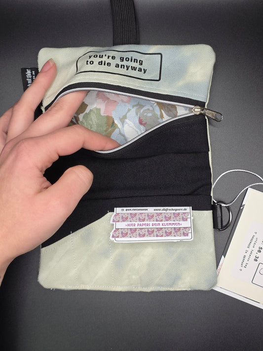 5.5 Tabacco pouch, Tribals, smokey light blue batik - DIE FRECHE GÖRE