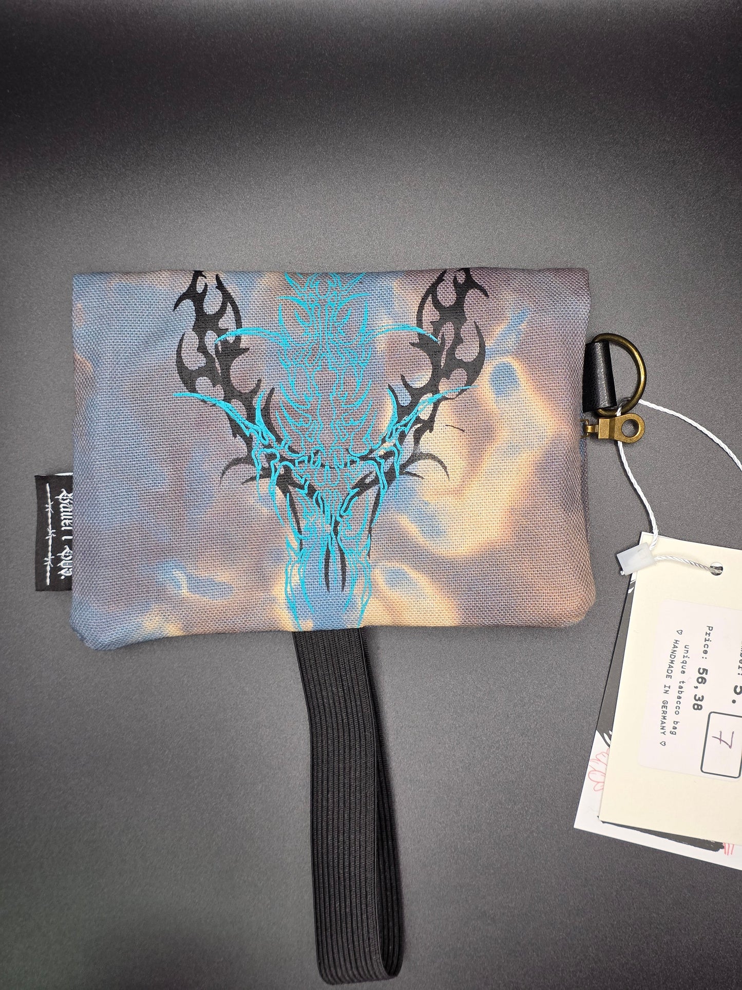 5.7 Tabacco pouch, Tribals, gray batik - DIE FRECHE GÖRE