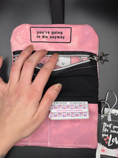 6.1 Tabacco pouch, golden Tribals, pink batik - DIE FRECHE GÖRE