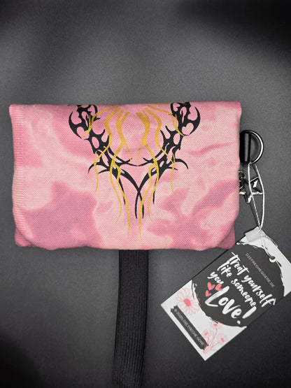 6.1 Tabacco pouch, golden Tribals, pink batik - DIE FRECHE GÖRE