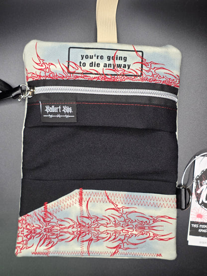 6.10 Tabacco pouch, red tribals, smokey blue batik - DIE FRECHE GÖRE