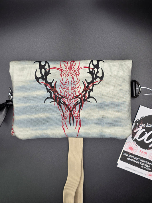 6.10 Tabacco pouch, red tribals, smokey blue batik - DIE FRECHE GÖRE