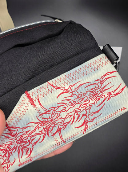 6.10 Tabacco pouch, red tribals, smokey blue batik - DIE FRECHE GÖRE