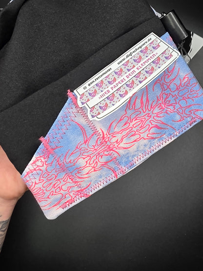 6.6 Tabacco pouch, pink tribals, light blue batik - DIE FRECHE GÖRE