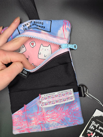 6.6 Tabacco pouch, pink tribals, light blue batik - DIE FRECHE GÖRE