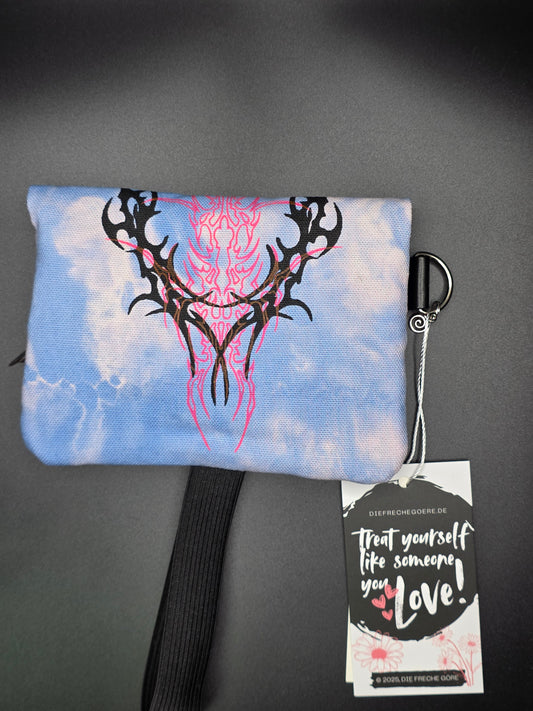 6.6 Tabacco pouch, pink tribals, light blue batik - DIE FRECHE GÖRE