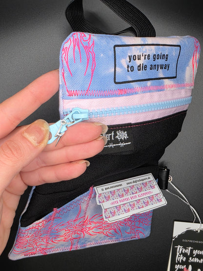 6.6 Tabacco pouch, pink tribals, light blue batik - DIE FRECHE GÖRE