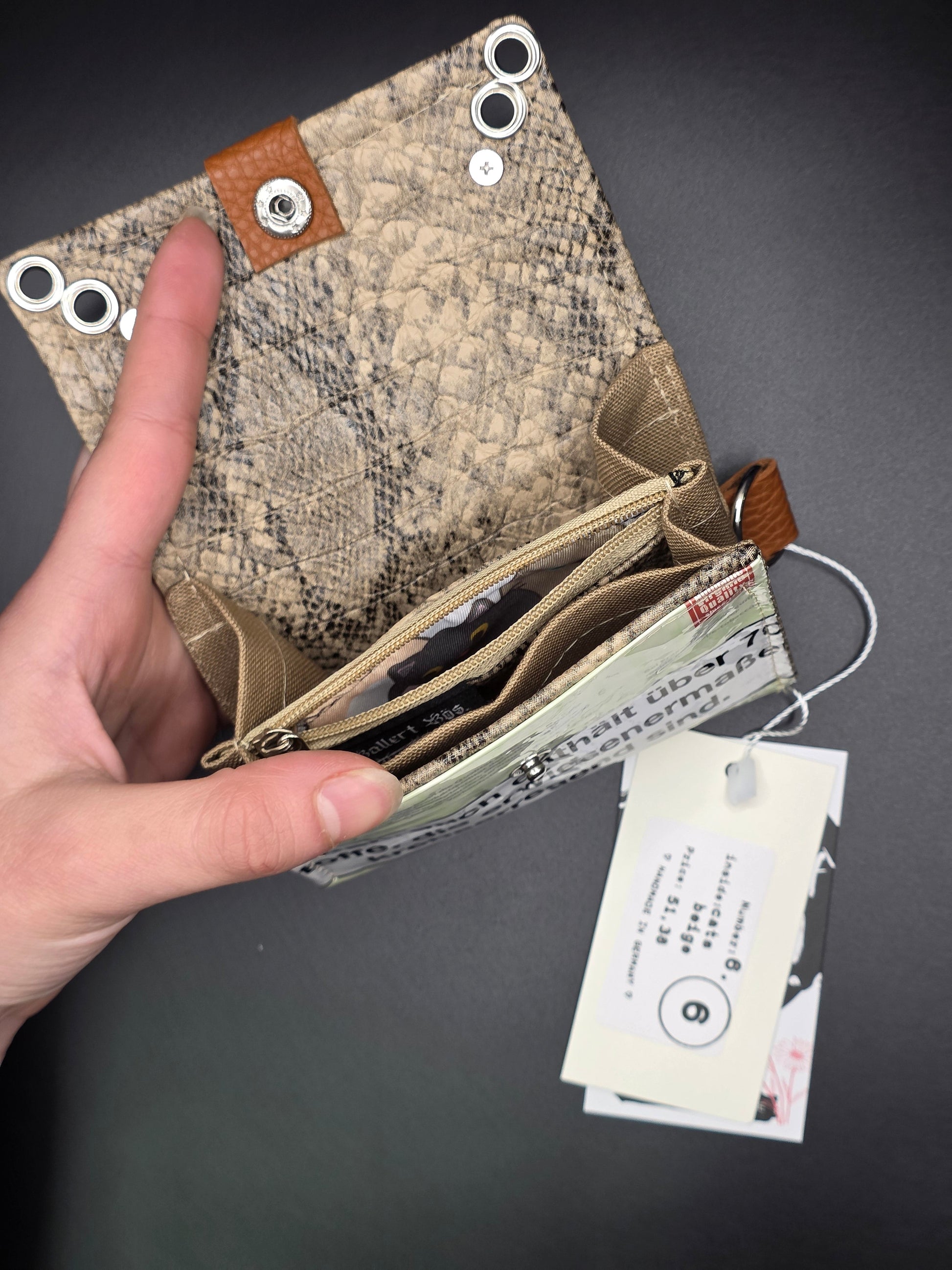 6.6 upcycling wallet - CATS BEIGE - DIE FRECHE GÖRE
